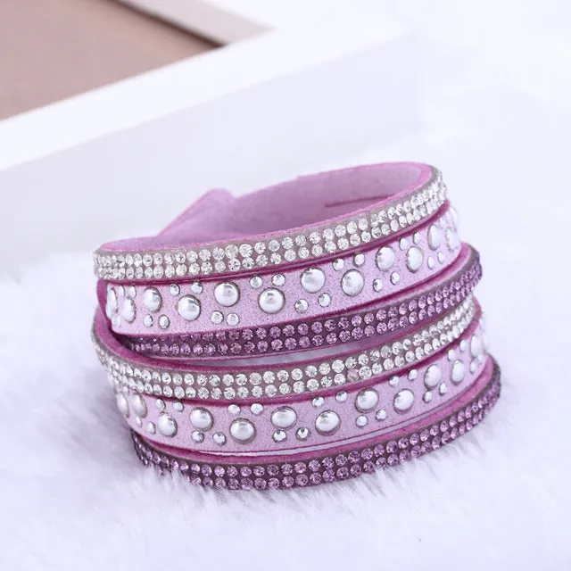 2016  New foreign Aliexpress sell fashion and personality, selling leather  hot drilling and multilayer bracelet