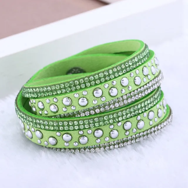 2016  New foreign Aliexpress sell fashion and personality, selling leather  hot drilling and multilayer bracelet