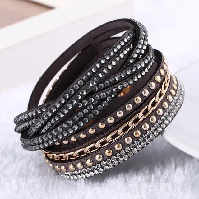 2016 New Unisex Multilayer Leather Bracelet Christmas Gift Charm Bracelets Vintage Jewelry For Women Pulsera