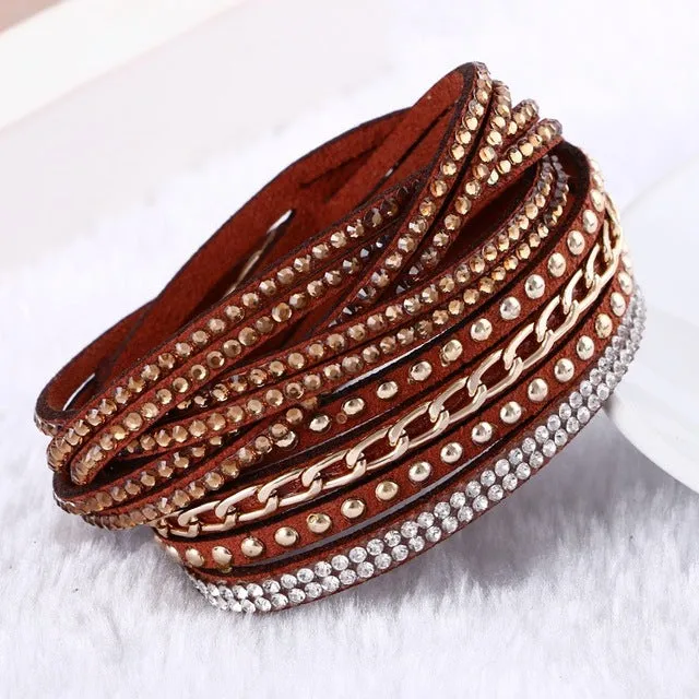 2016 New Unisex Multilayer Leather Bracelet Christmas Gift Charm Bracelets Vintage Jewelry For Women Pulsera