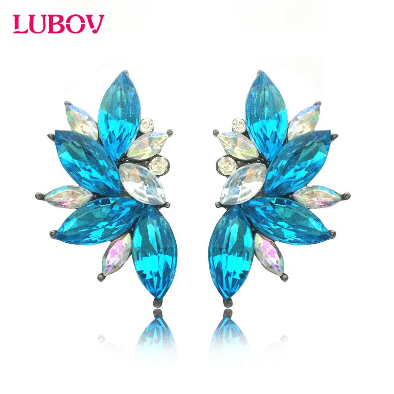 2017 Elegant Crystal Opal Stone Stud Earrings Christmas Party Earrings for Women Trendy Earrings 19 colors