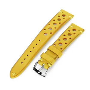 20mm Yellow Racer Italian Handmade Leather Strap, Polished