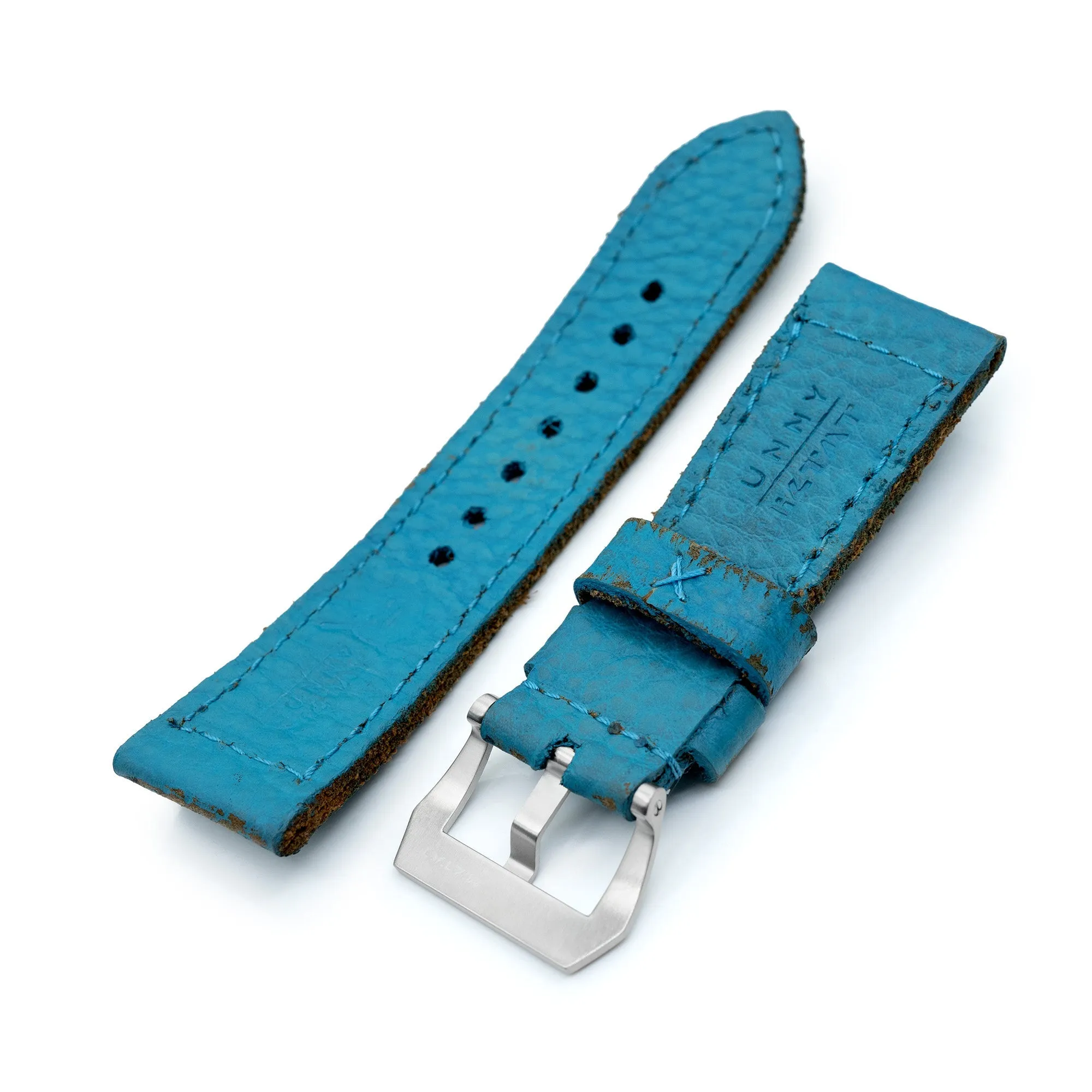 26mm Gunny X MT Coral Blue Handmade Leather Watch Band