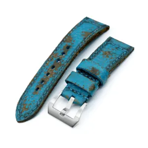 26mm Gunny X MT Coral Blue Handmade Leather Watch Band