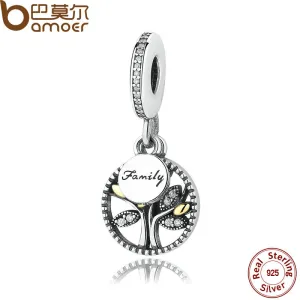 925 Sterling Silver Jewelry FAMILY TREE SILVER DANGLE WITH  AND CLEAR ZIRCONIA CHARM Fit  Bracelet Jewelry Making PAS306