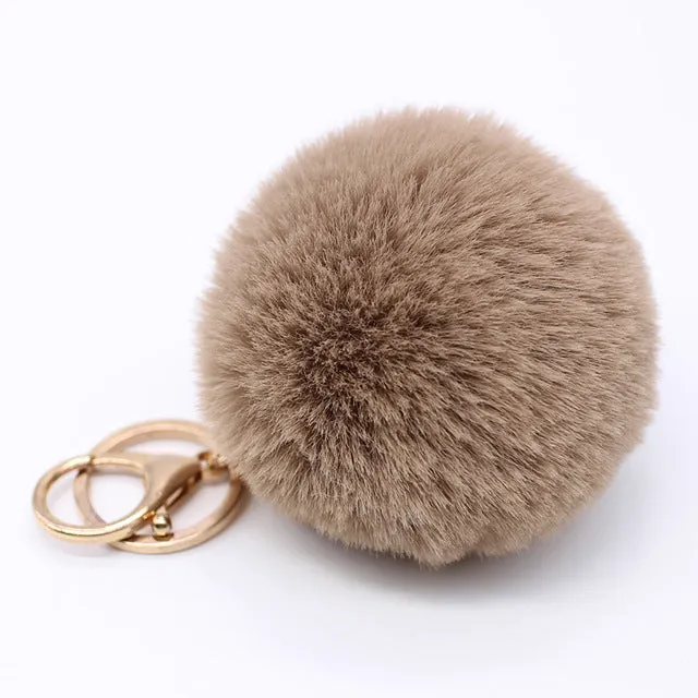 Big faux bunny Rabbit Fur Ball Keychain handBag Ring Plush porte clef Artificial fur PomPom key chain Ornament pom pom Pendant