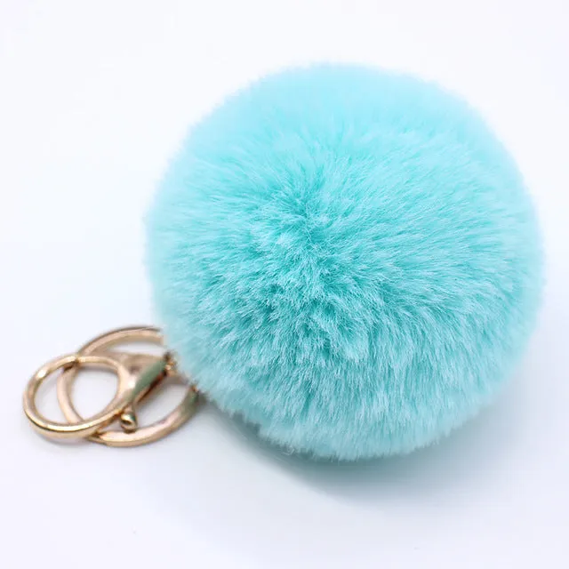 Big faux bunny Rabbit Fur Ball Keychain handBag Ring Plush porte clef Artificial fur PomPom key chain Ornament pom pom Pendant