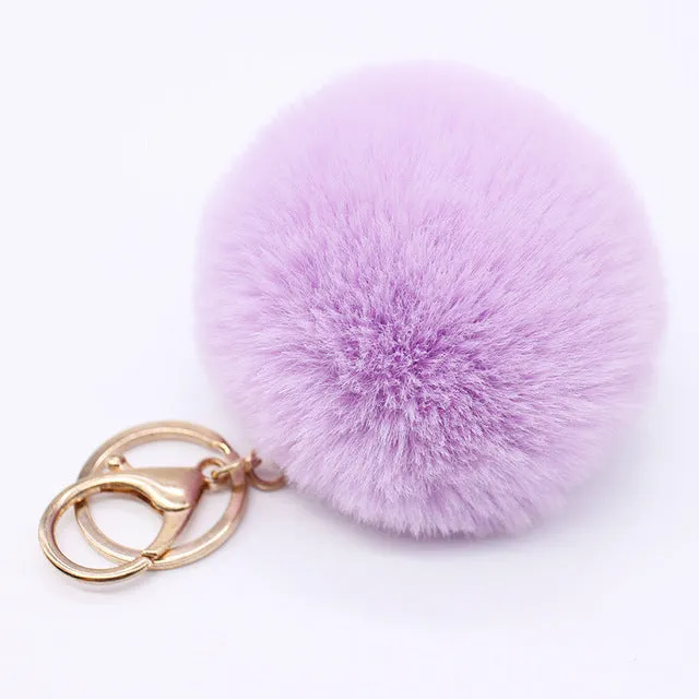 Big faux bunny Rabbit Fur Ball Keychain handBag Ring Plush porte clef Artificial fur PomPom key chain Ornament pom pom Pendant