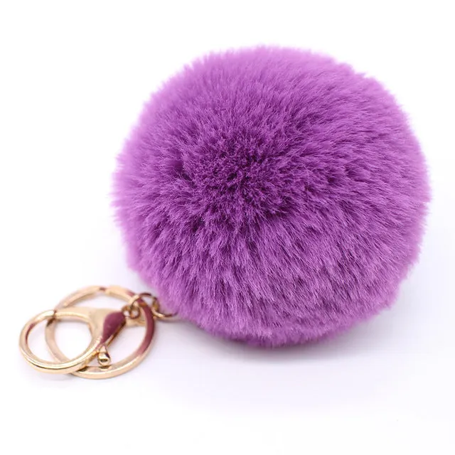 Big faux bunny Rabbit Fur Ball Keychain handBag Ring Plush porte clef Artificial fur PomPom key chain Ornament pom pom Pendant