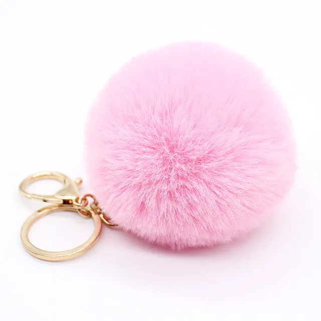 Big faux bunny Rabbit Fur Ball Keychain handBag Ring Plush porte clef Artificial fur PomPom key chain Ornament pom pom Pendant