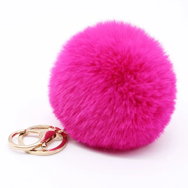 Big faux bunny Rabbit Fur Ball Keychain handBag Ring Plush porte clef Artificial fur PomPom key chain Ornament pom pom Pendant