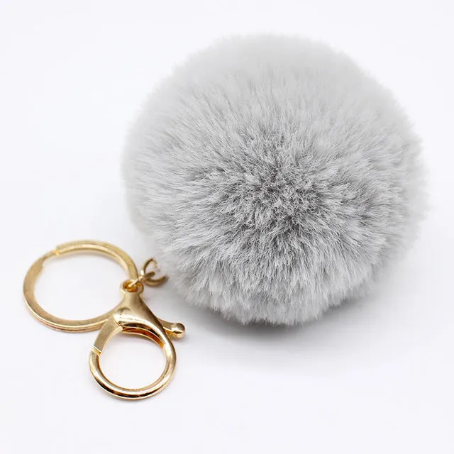 Big faux bunny Rabbit Fur Ball Keychain handBag Ring Plush porte clef Artificial fur PomPom key chain Ornament pom pom Pendant