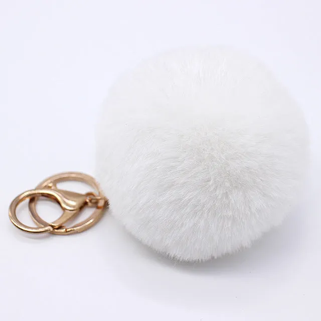 Big faux bunny Rabbit Fur Ball Keychain handBag Ring Plush porte clef Artificial fur PomPom key chain Ornament pom pom Pendant