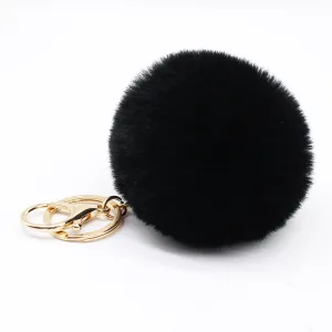 Big faux bunny Rabbit Fur Ball Keychain handBag Ring Plush porte clef Artificial fur PomPom key chain Ornament pom pom Pendant