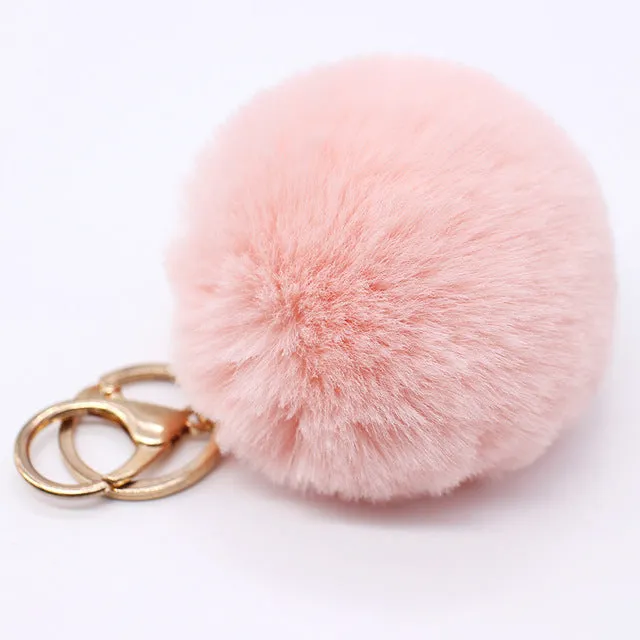 Big faux bunny Rabbit Fur Ball Keychain handBag Ring Plush porte clef Artificial fur PomPom key chain Ornament pom pom Pendant