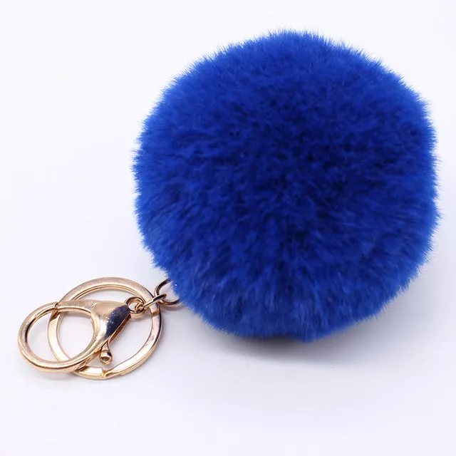 Big faux bunny Rabbit Fur Ball Keychain handBag Ring Plush porte clef Artificial fur PomPom key chain Ornament pom pom Pendant