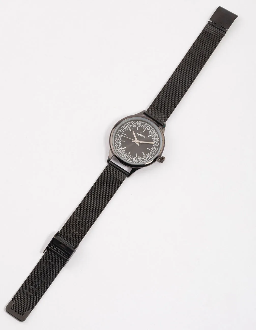 Black Glitter Double Watch