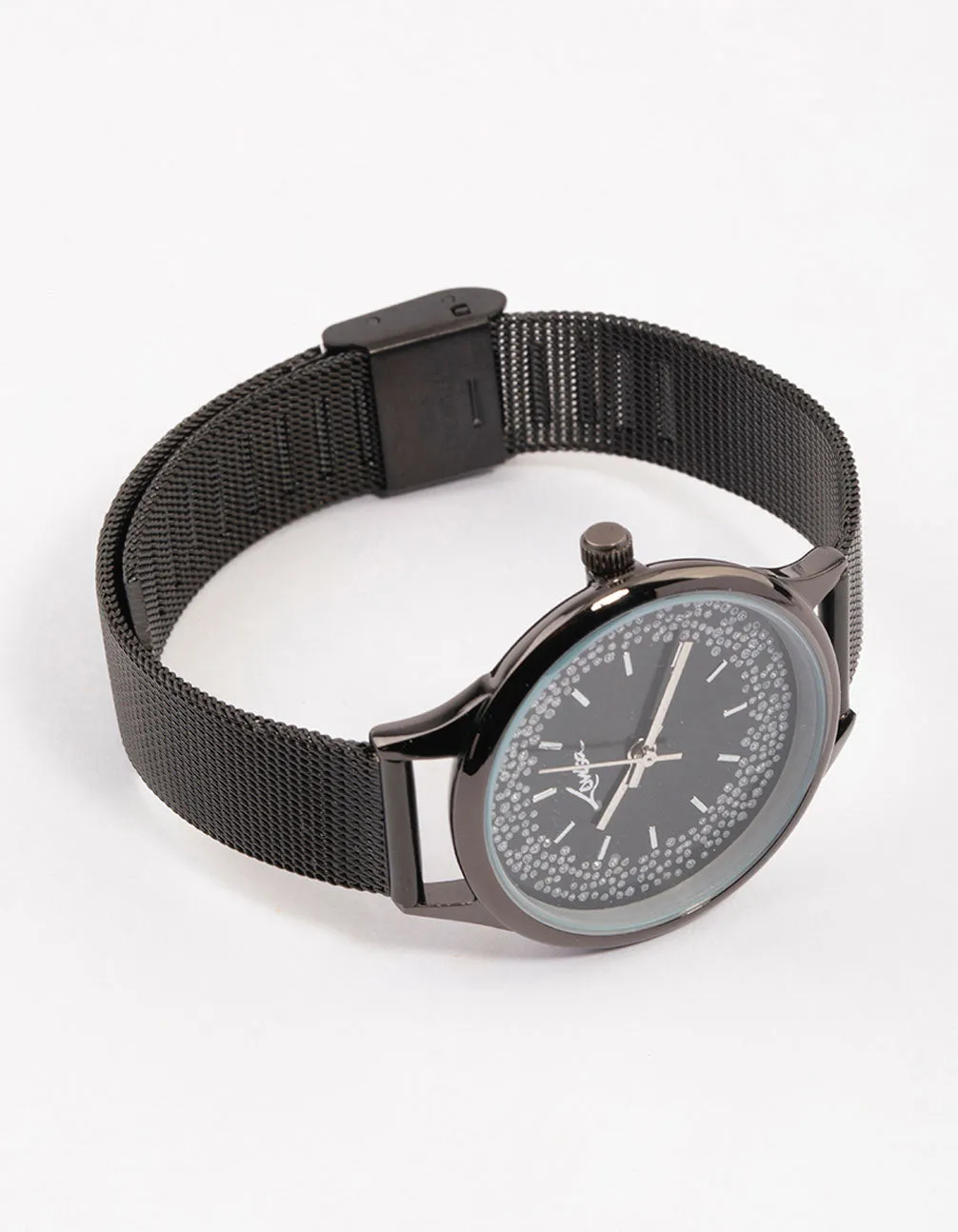 Black Glitter Double Watch