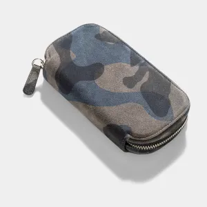 Blue Camo 2 Watch Leather Zip Pouch