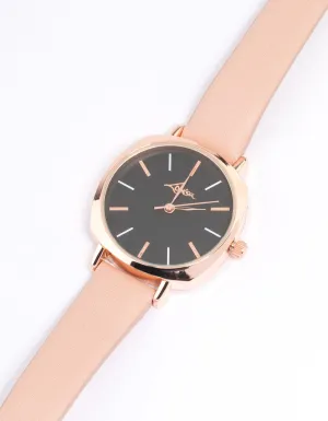 Blush Faux Leather Alternative Marker Watch