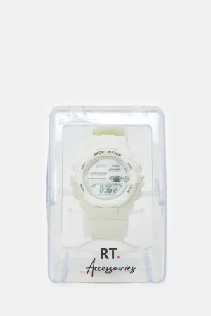 Boys White Solid Multi Functional Digital Watch