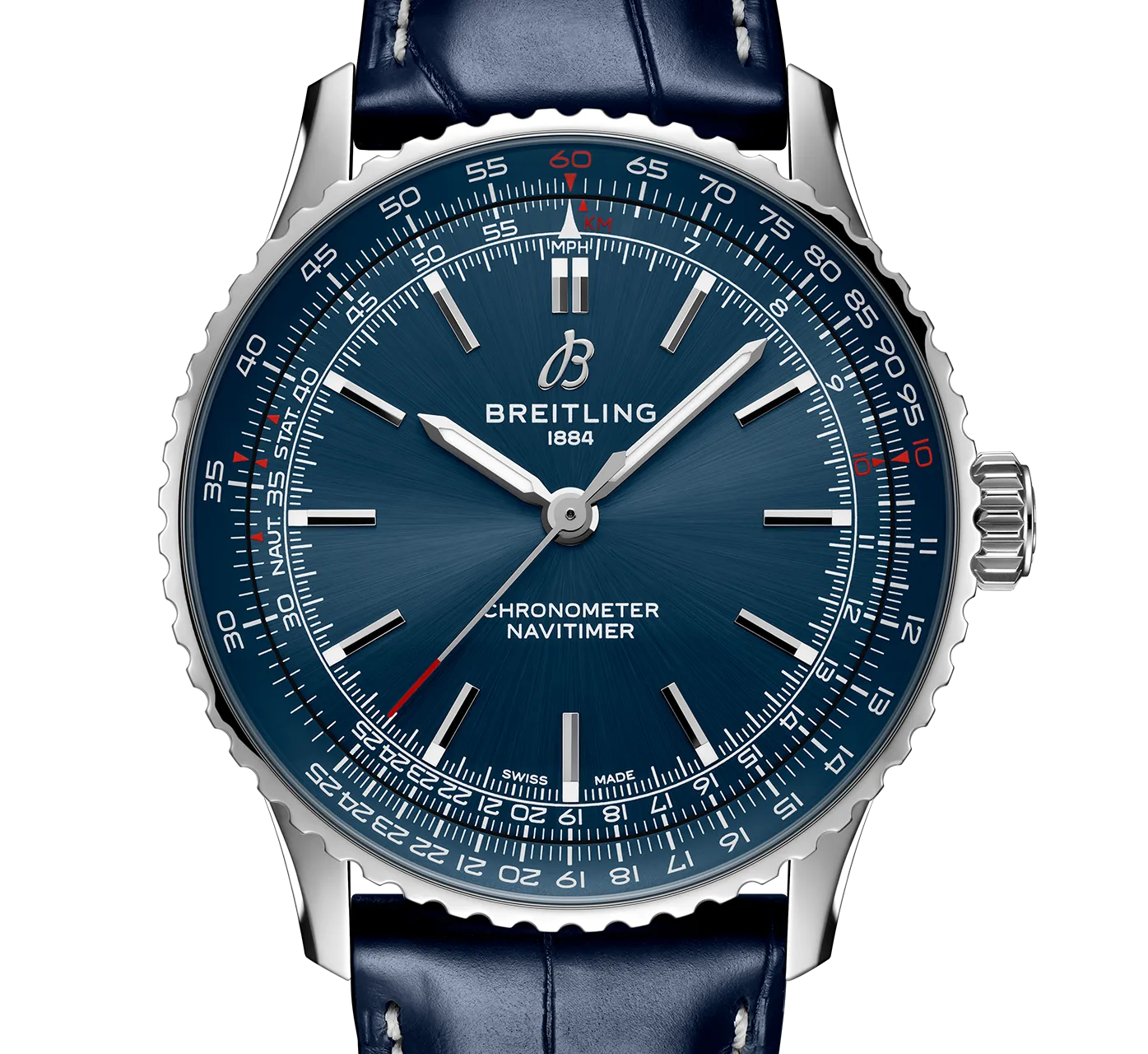 Breitling Navitimer Automatic 41 Watch with Navy Leather Strap