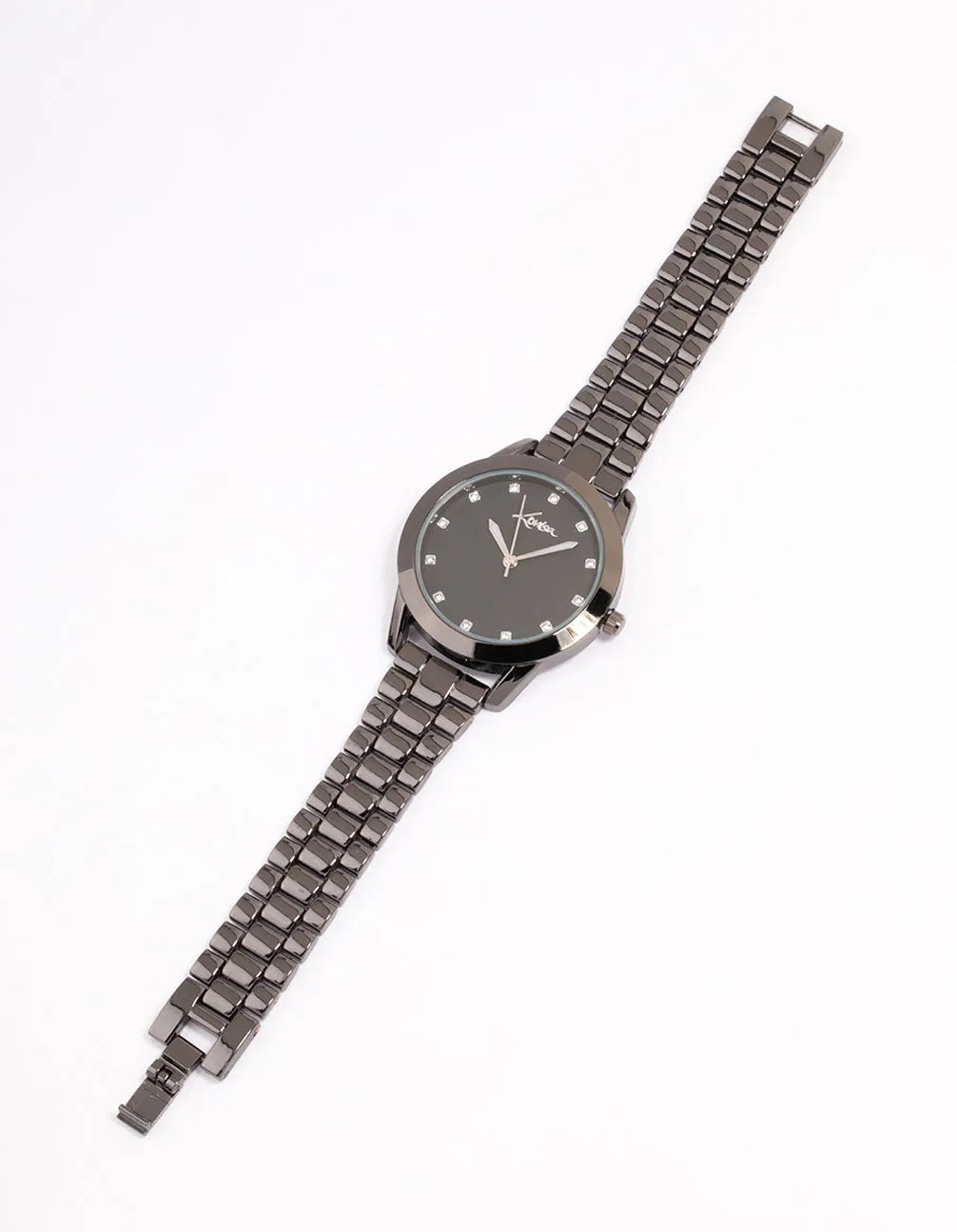 Coated Black Square Crystal Marker Watch