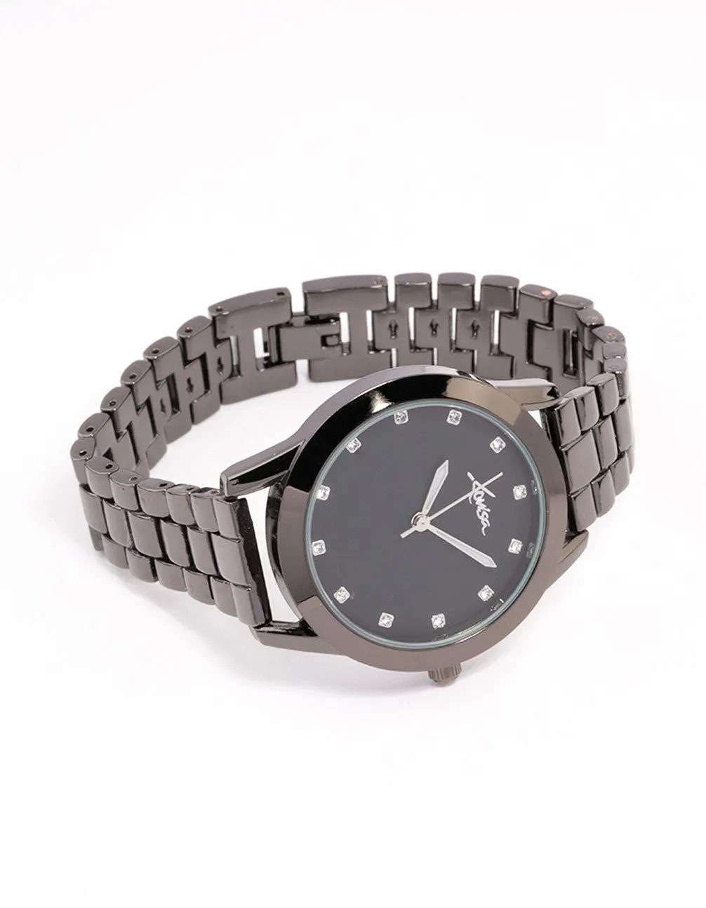 Coated Black Square Crystal Marker Watch