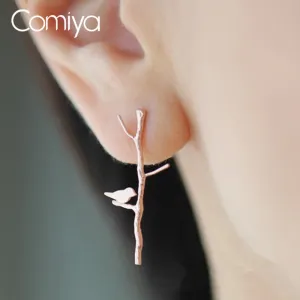 Comiya Fashion Brand New Silver Bough Leaf Stud Earrings For Women Korea Cute Charm Accessories Brinco Jewelry Ladies Earring