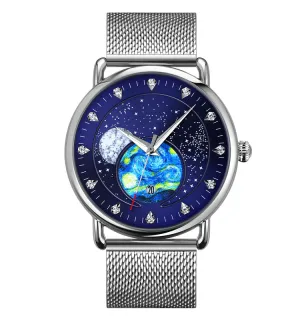 Creative oil painting men's quartz watch W2392883