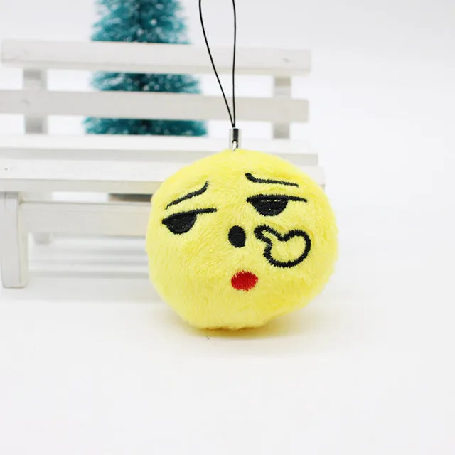 Cute Face Cotton Keychain Emoji Smiley Stool Amusing Key Chain lovely Pendant Soft symbol for Women cartoon mood Accessory