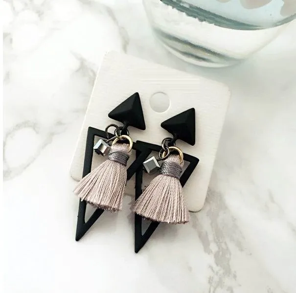 Delicate geometric triangle tassel earrings for women bijoux Pendientes Fashion Jewelry