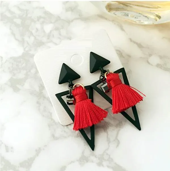 Delicate geometric triangle tassel earrings for women bijoux Pendientes Fashion Jewelry