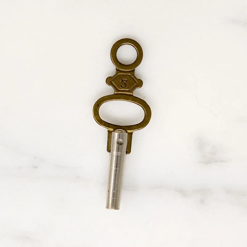 Early Victorian "5" Brass & Steel Watch Key