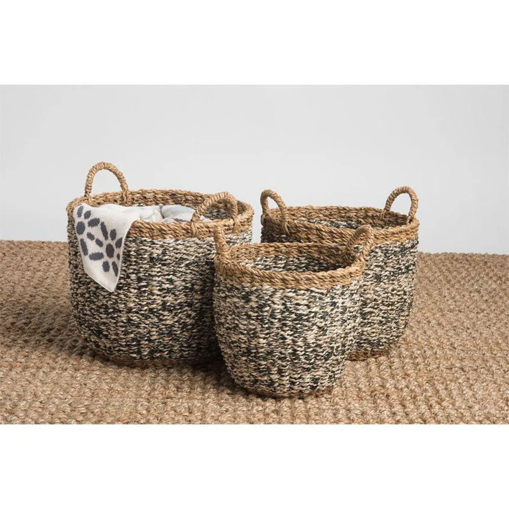 Ebony Large Round Seagrass Storage Basket