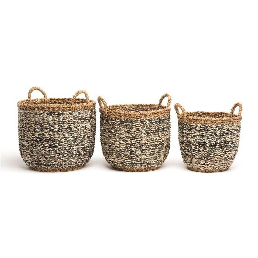 Ebony Large Round Seagrass Storage Basket