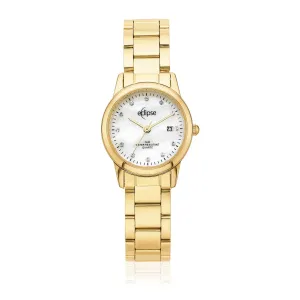 Eclipse Crystal Set Mother of Pearl Dial Gold Tone Watch