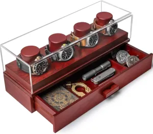 Elegant Cherry Wood Watch Box Holds 4 Watches