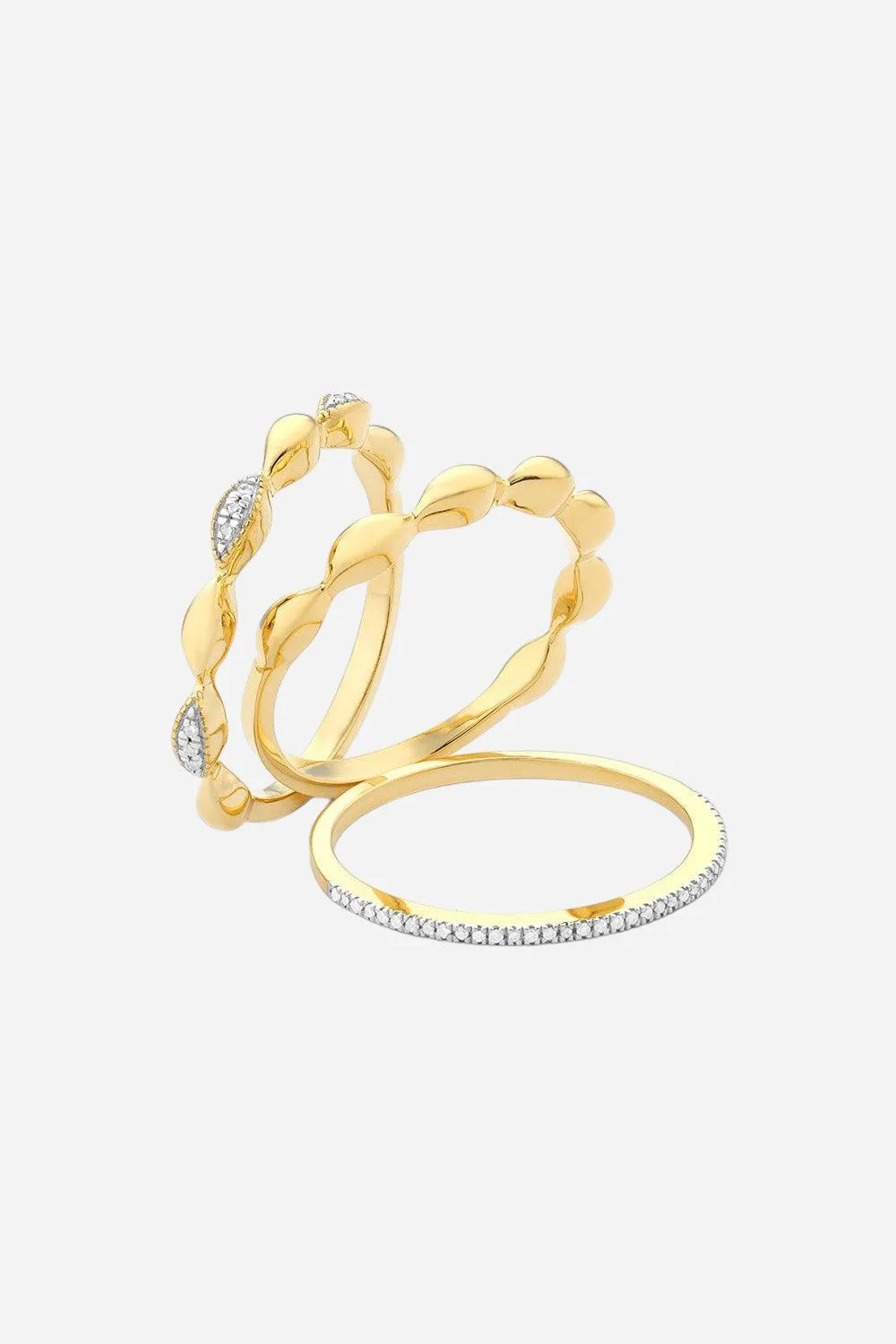 Ella Stein Oval Triple Stackable Ring Set in Gold - Size 6