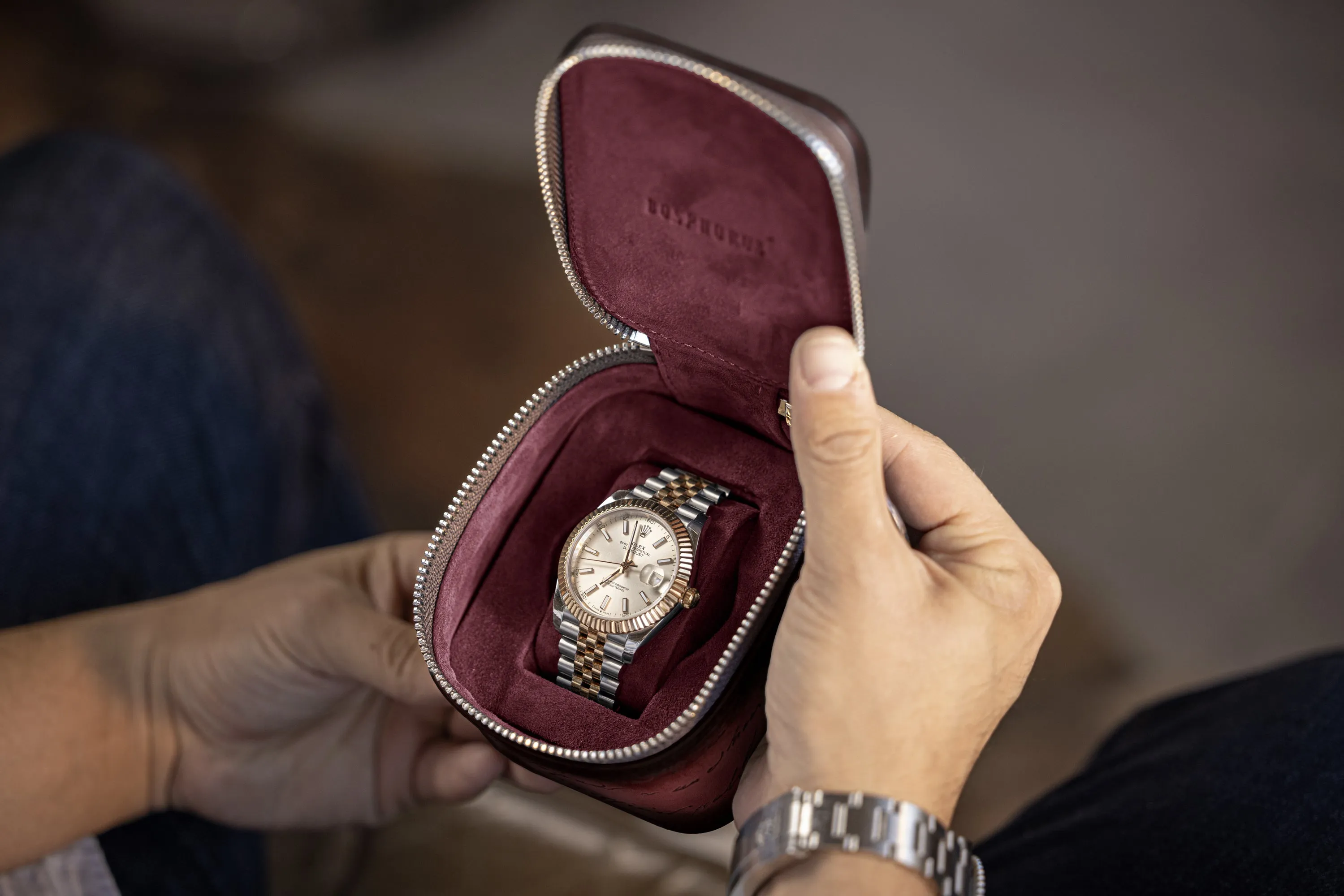 Ephesus Watch Case - Parchment Patina Red For 1 Watch