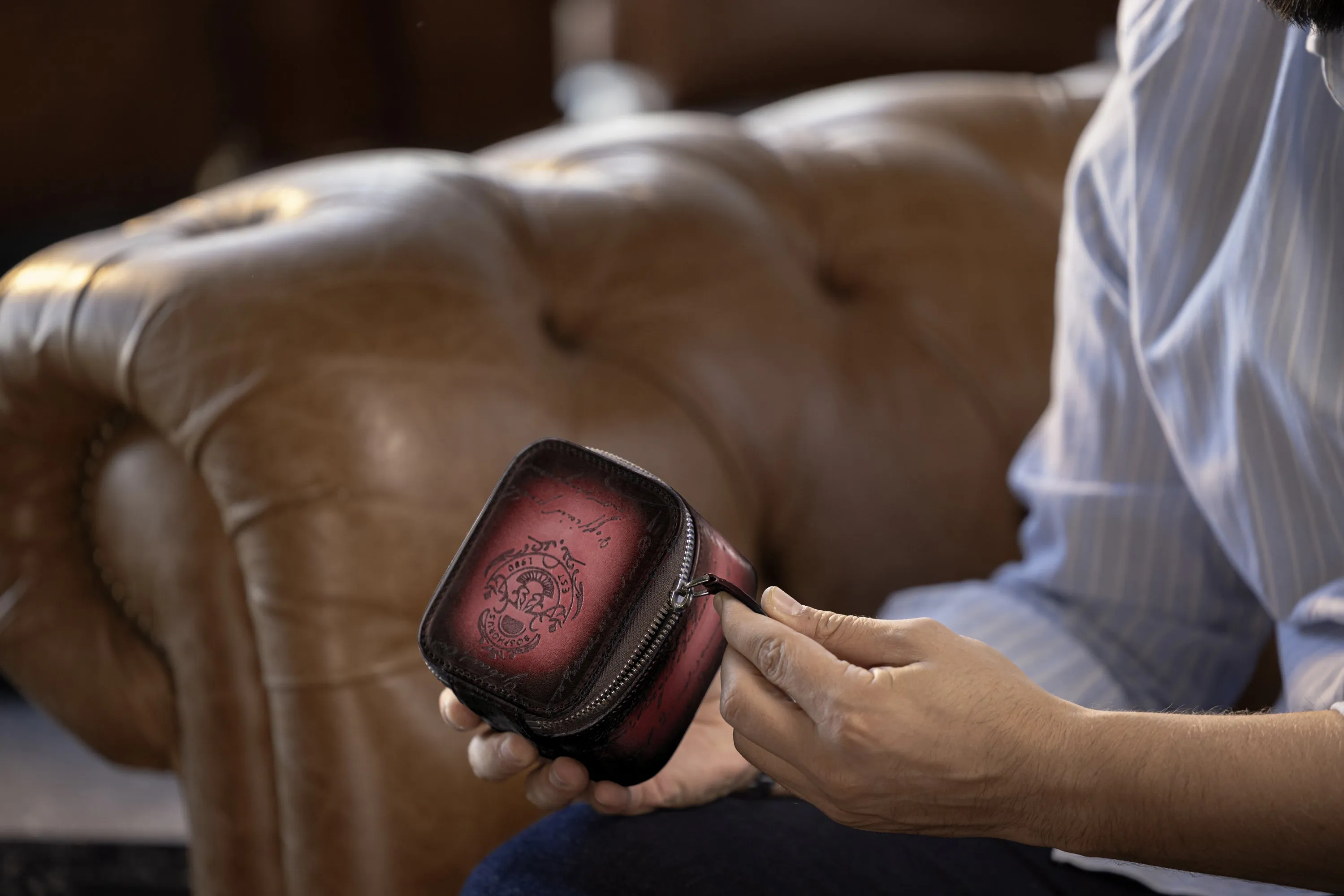 Ephesus Watch Case - Parchment Patina Red For 1 Watch