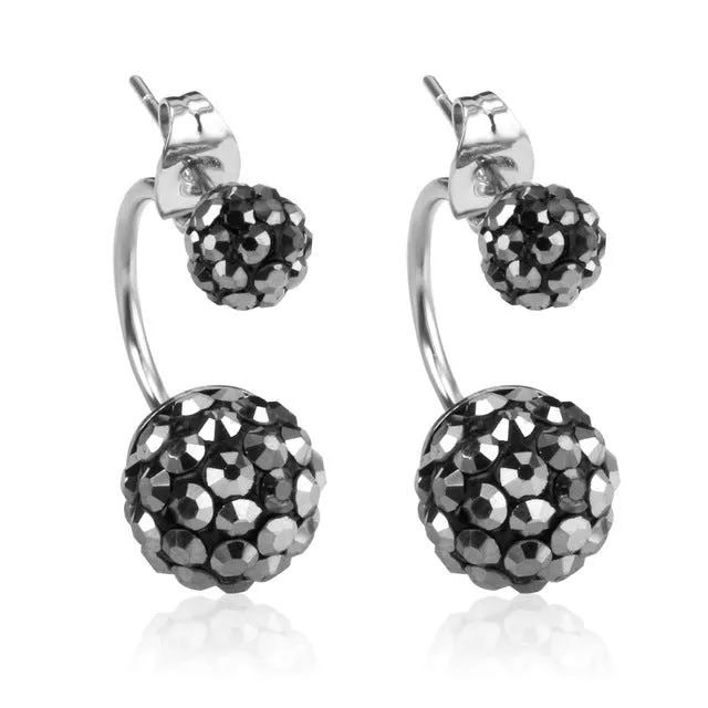 Fashion Double Side Shamballa Earrings,Fashion Crystal Disco Ball Stud Earrings For Women Jewelry,Bottom Is Stainless Steel