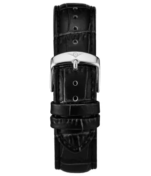 Genuine Calfskin Black Leather Alligator Embossed 22mm Strap