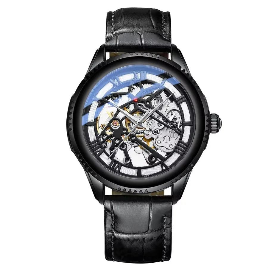 GlowLux Leather Automatic Mechanical Watch