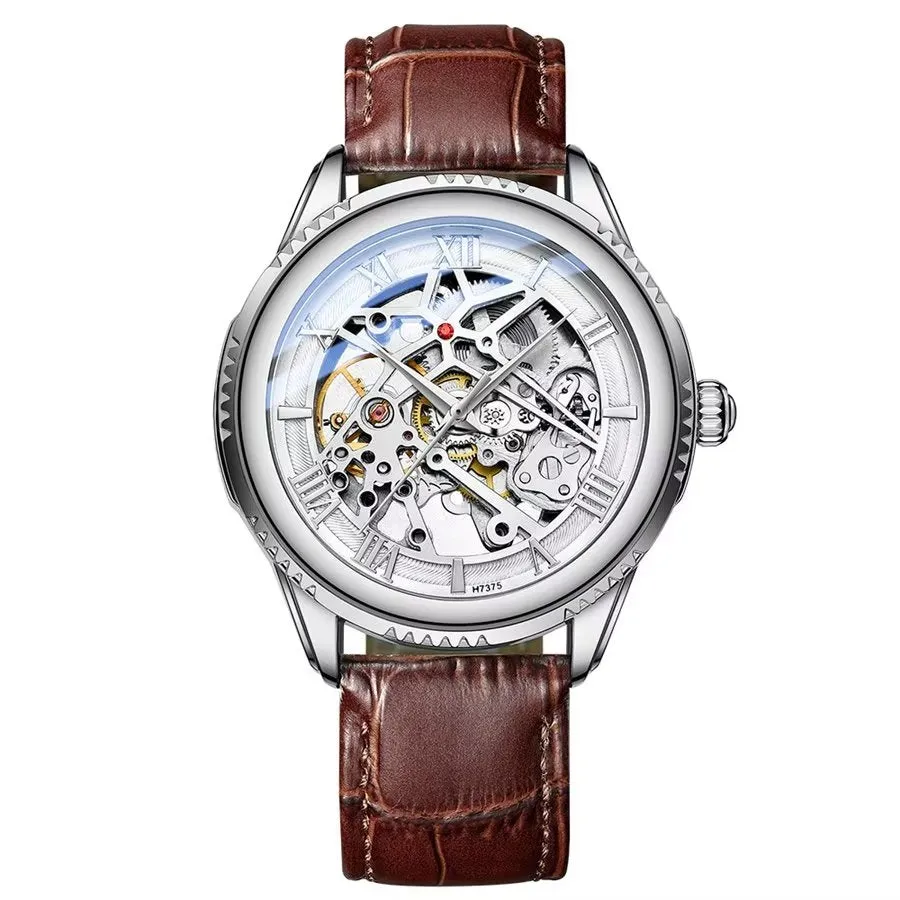 GlowLux Leather Automatic Mechanical Watch