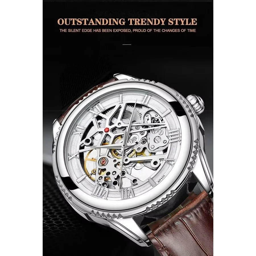 GlowLux Leather Automatic Mechanical Watch