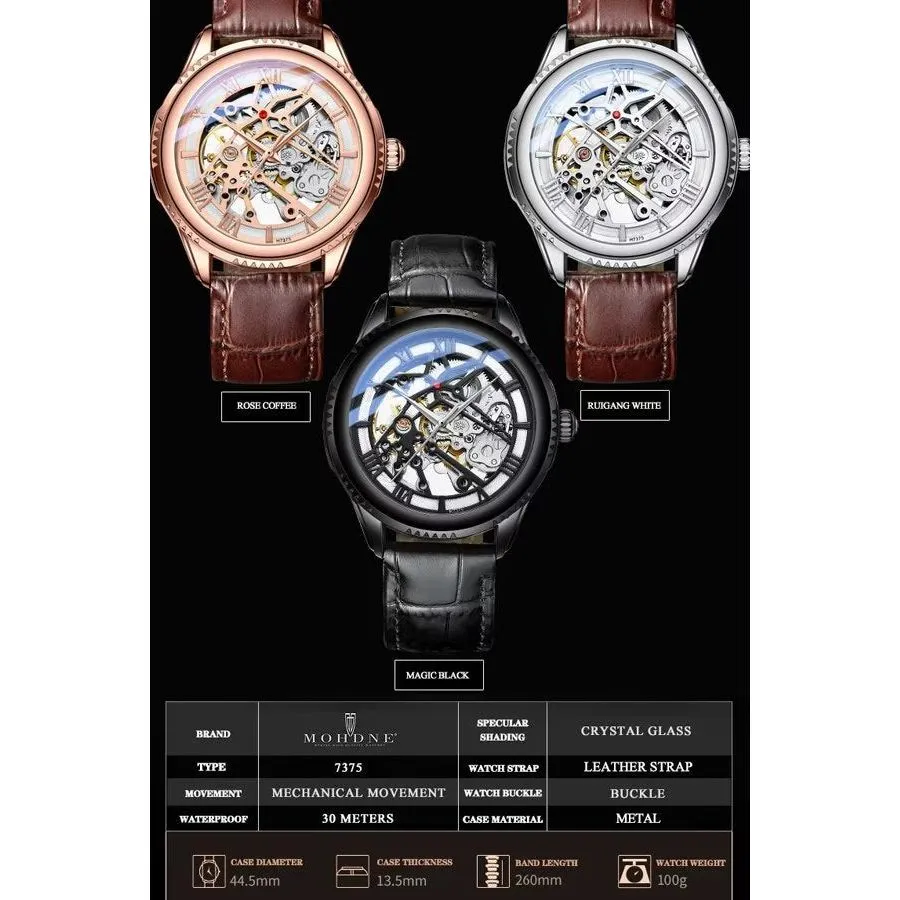 GlowLux Leather Automatic Mechanical Watch