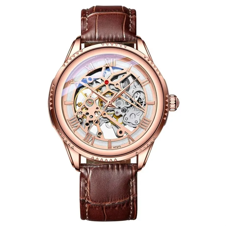 GlowLux Leather Automatic Mechanical Watch