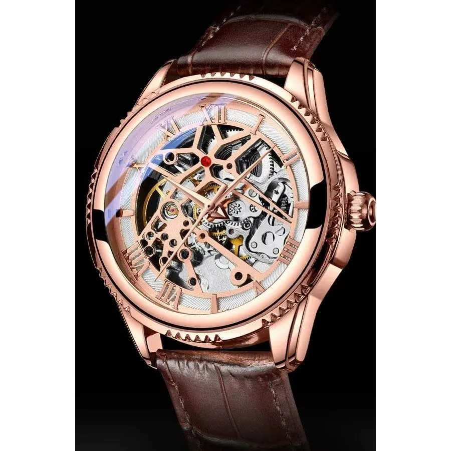 GlowLux Leather Automatic Mechanical Watch