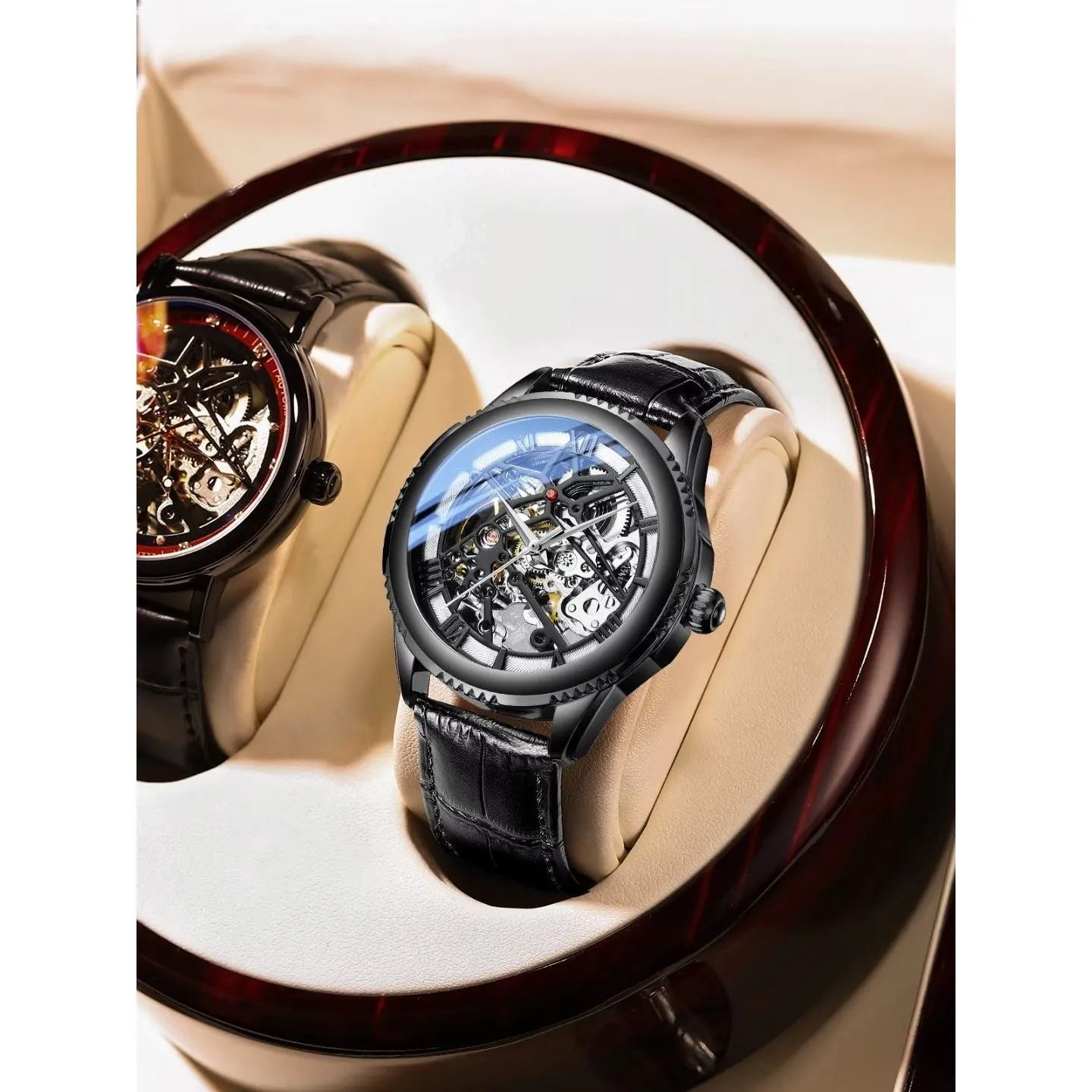 GlowLux Leather Automatic Mechanical Watch